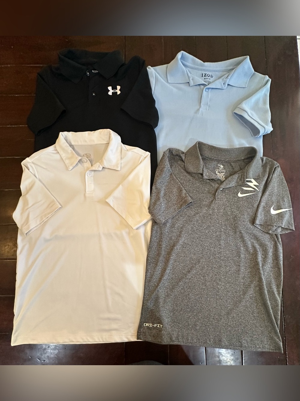 Lot of 4 Polos short sleeve Nike, Izod, Under Armour size 10/12